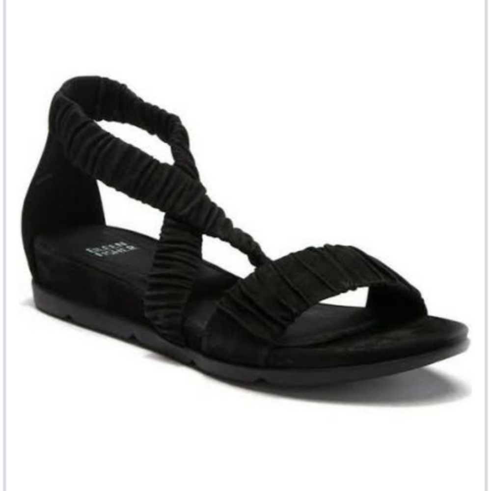 Eileen Fisher DYLAN black nubuck leather sandals size 9 NEW
